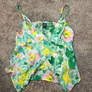 Wild Fable Lime Pink Floral Tank